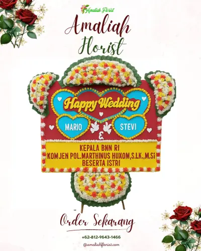 Karangan Papan Bunga Pernikahan di Sempur